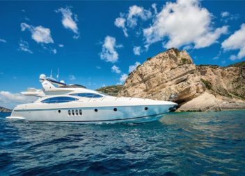 Manu Motor Yacht based in Zakynthos, Greece, a fantastic local crew of two, the ideal yacht for island-hopping and cruising inside the caves - High Point Yachting