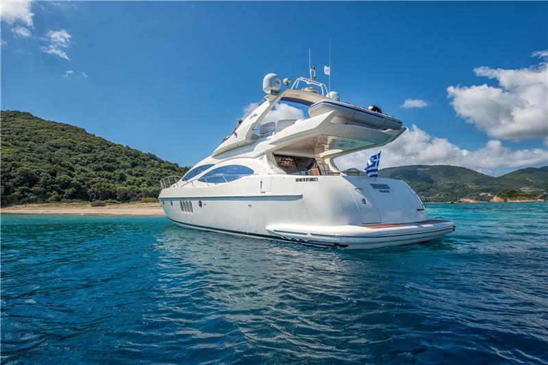 Manu Motor Yacht based in Zakynthos, Greece, a fantastic local crew of two, the ideal yacht for island-hopping and cruising inside the caves - High Point Yachting