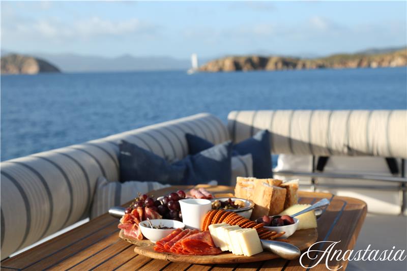 Catamaran Anastasia - snacks served - Virgin Islands with High Point Yachting