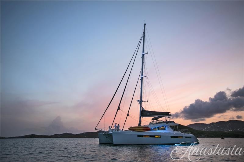 Catamaran Anastasia available for crewed charter in the Virgin Islands with High Point Yachting