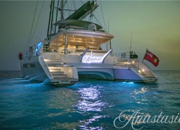 Catamaran Anastasia available for crewed charter in the Virgin Islands with High Point Yachting