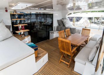 catamaran yacht charter Euphoria deck