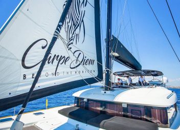 catamaran yacht charter fly bridge Carpe Diem