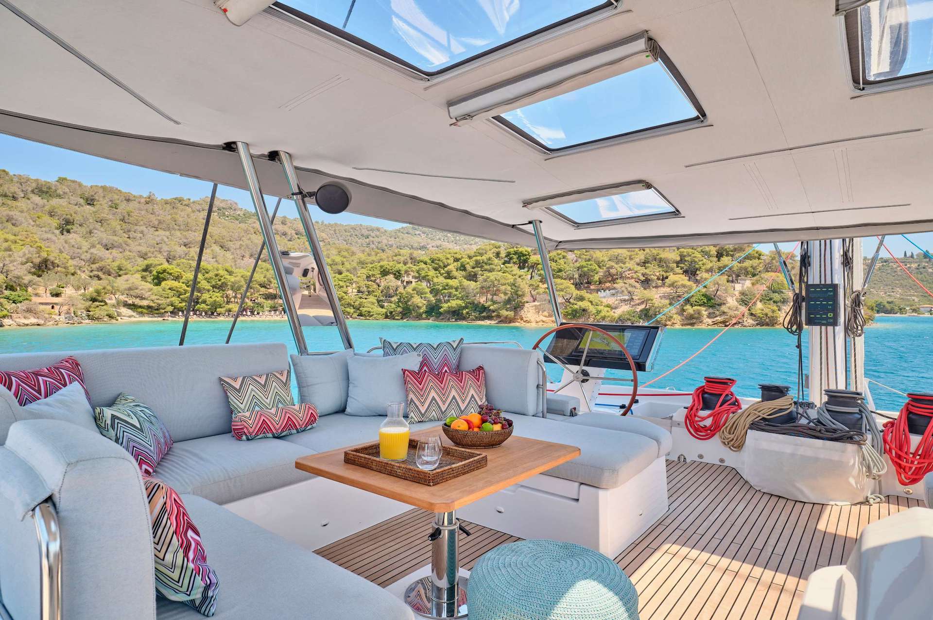 catamaran yacht charter Kimata flybridge