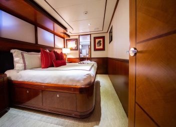 luxury motor yacht charter Just Enough cabin