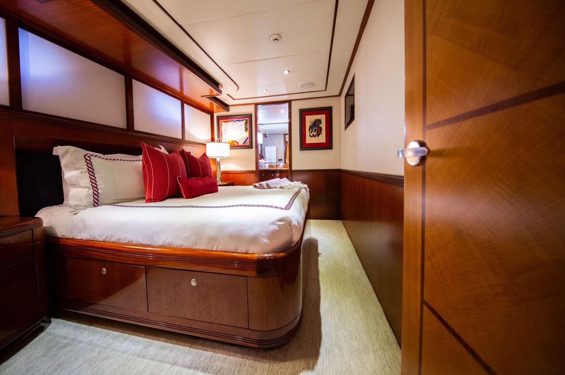 luxury motor yacht charter Just Enough cabin