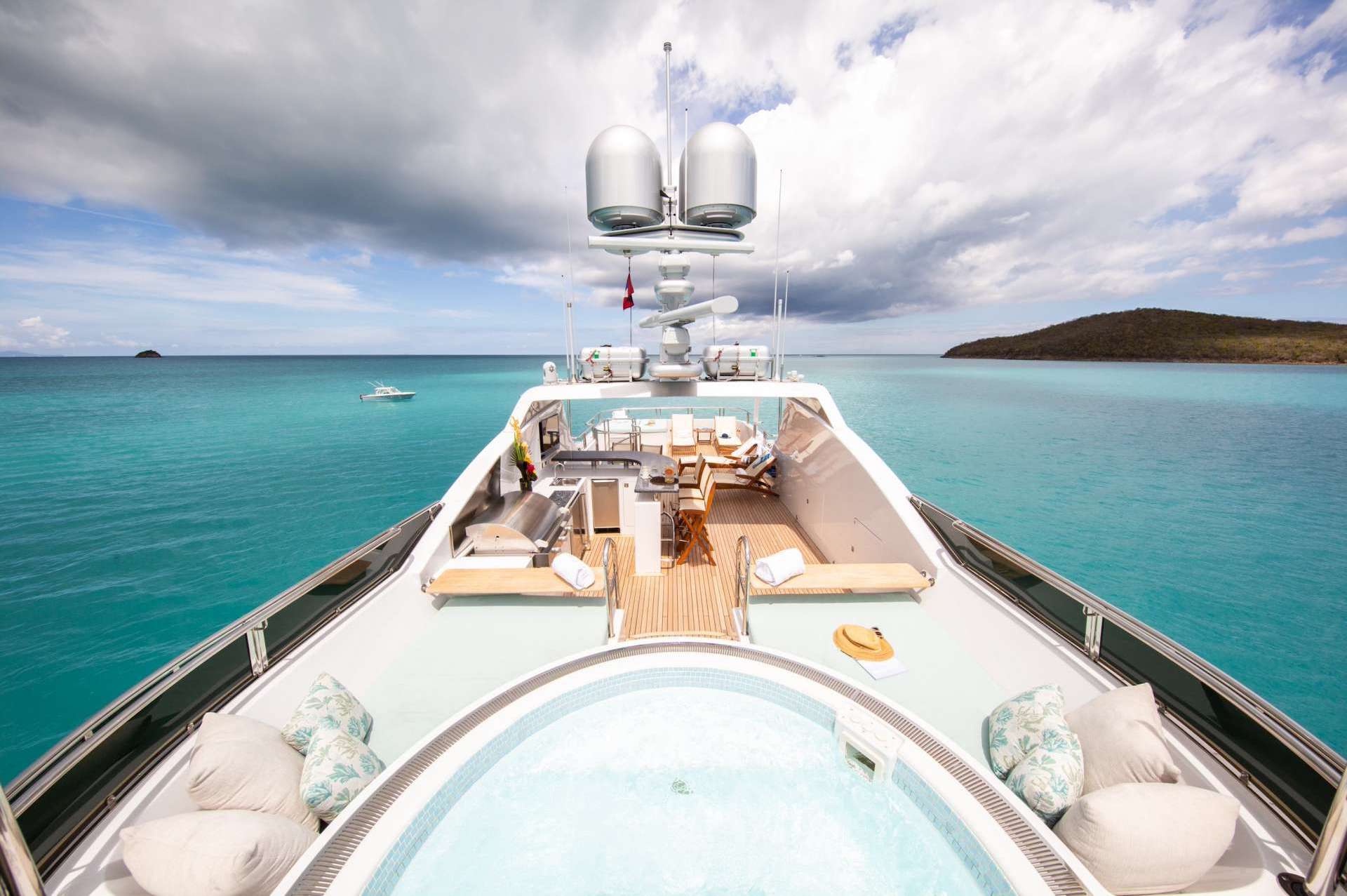 luxury motor yacht charter Just Enough jacuzzi
