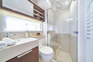 Luxury bathroom on catamaran in Croatia