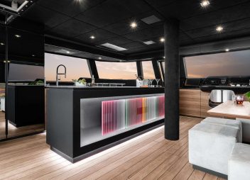 yacht charter E Supercat galley