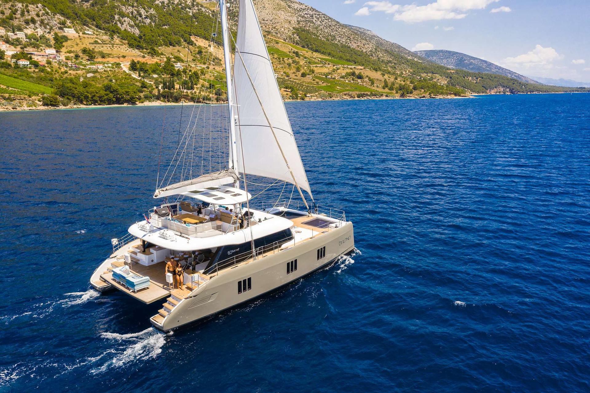Vulpino is a beautifully designed, modern & High-Tech catamaran charter in Croatia with great deck space & excellent crew - high Point Yachting