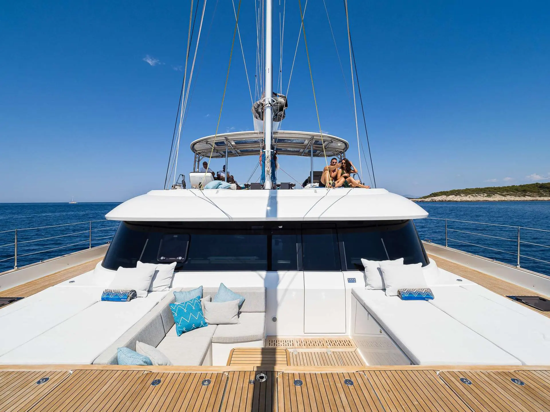 Vulpino is a beautifully designed, modern & High-Tech catamaran charter in Croatia with great deck space & excellent crew - high Point Yachting