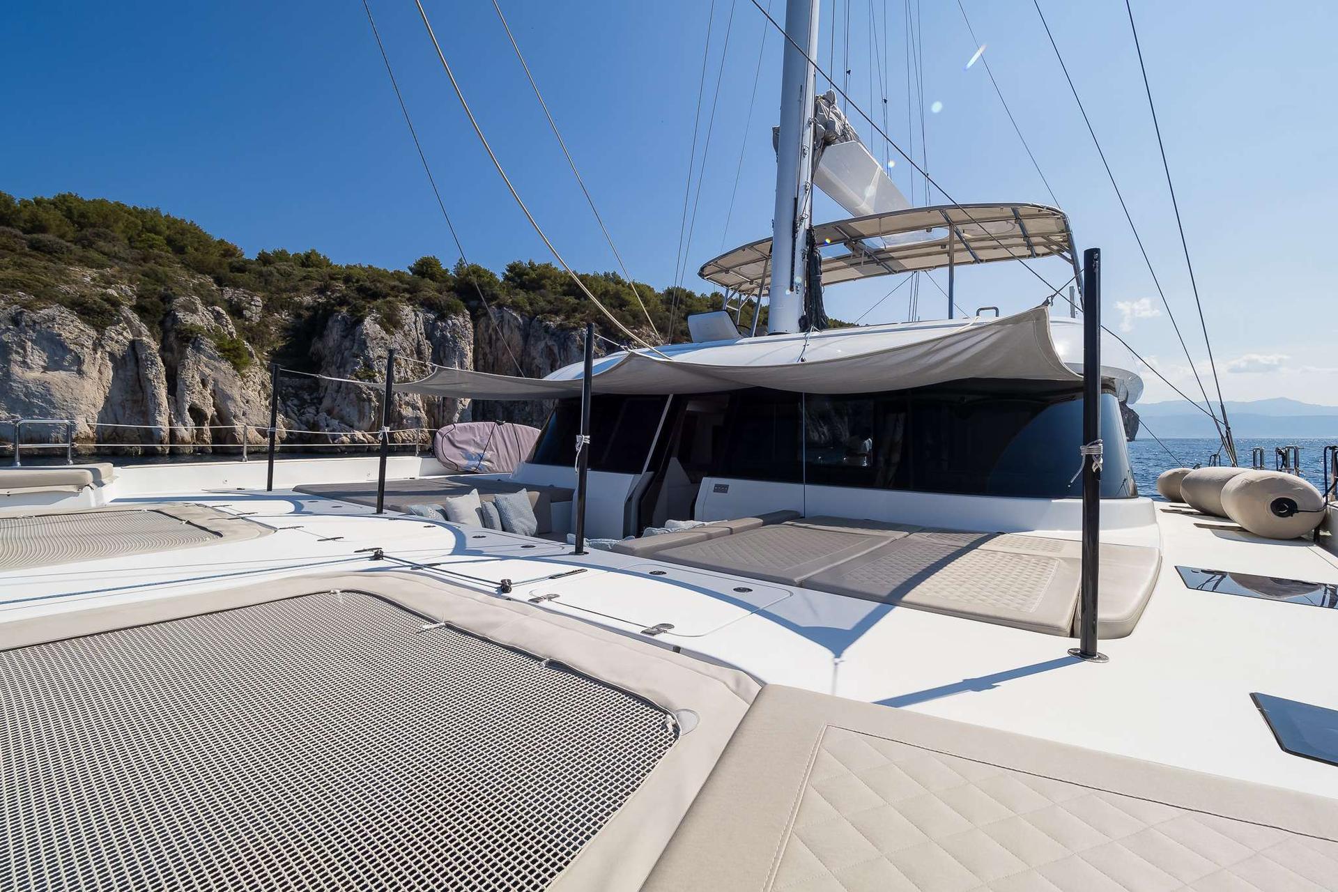 Solitaire Modern Sailing Catamaran Charter Croatia trampoline entertainment - High Point Yachting