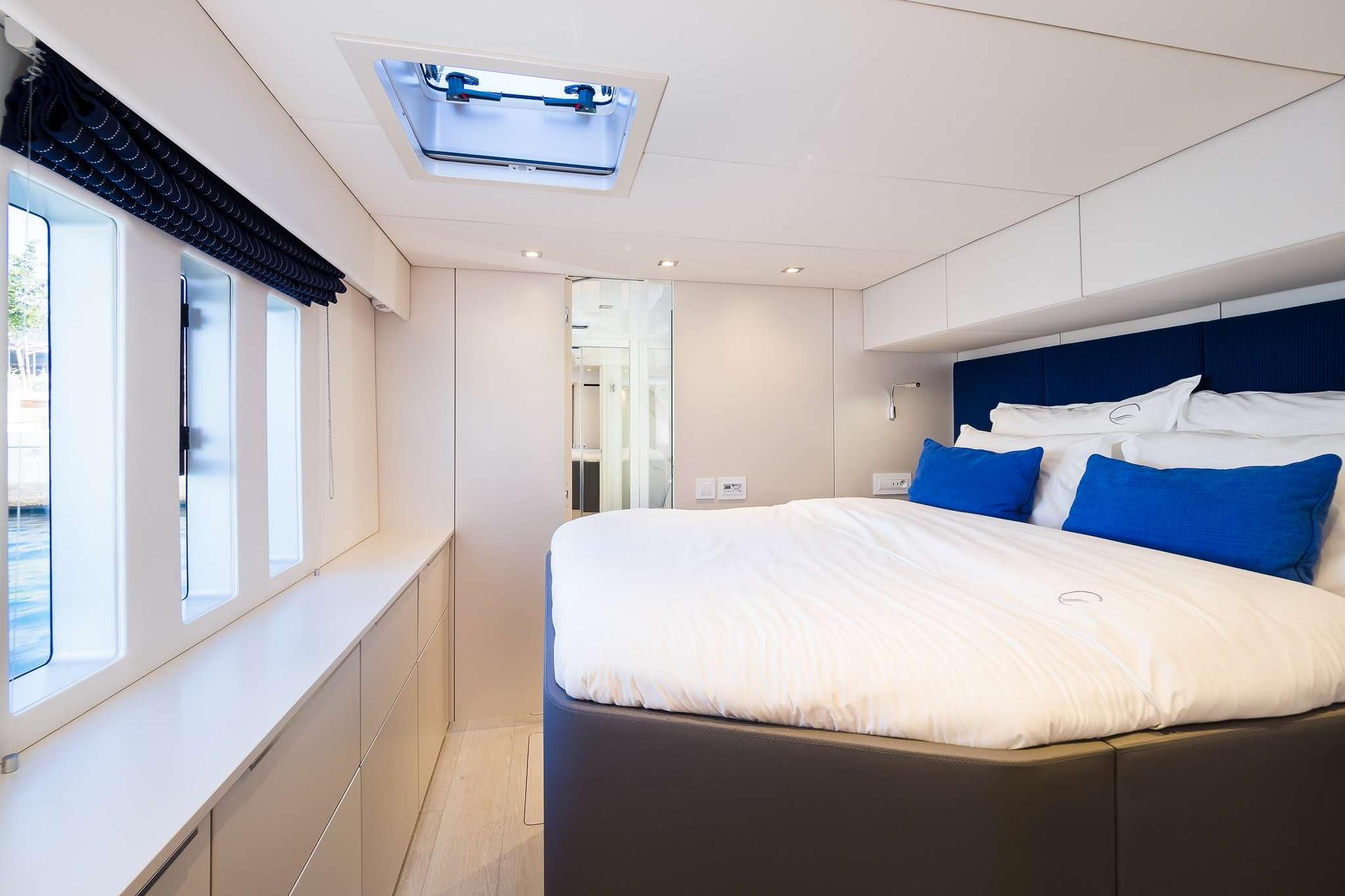 Solitaire Modern Sailing Catamaran Charter Croatia luxury bedroom - High Point Yachting