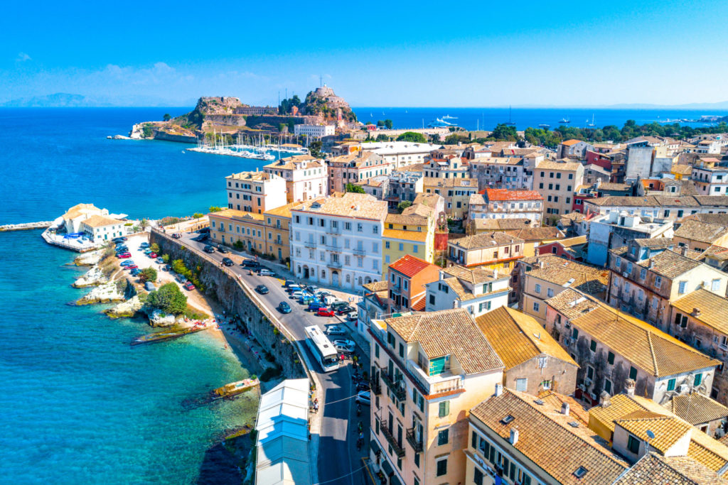 Panoramic view of Kerkyra, capital of Corfu island, Greece