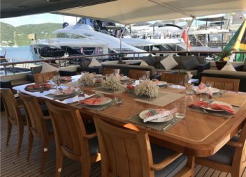 Nita K II Motor Yacht Charter Great Sailing Comfort Dining On Deck on Yacht - High Point Yachting