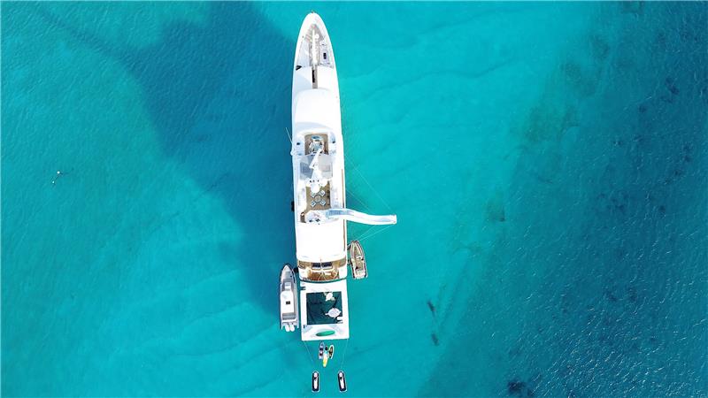 Nita K II Motor Yacht charter with maximum sailing comfort includes Gym equipment, Plex & Kaleidoscope entertainment - High Point Yachting