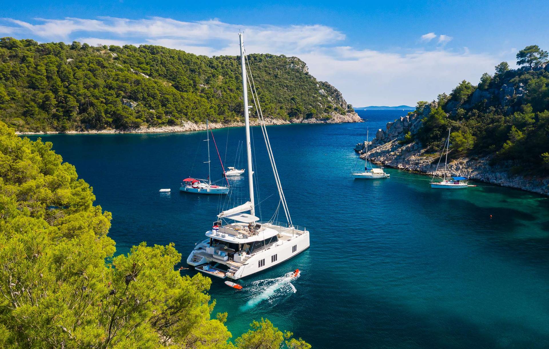 Solitaire is a beautifully designed, modern & spacious catamaran charter in Croatia with a friendly, local crew - High Point Yachting