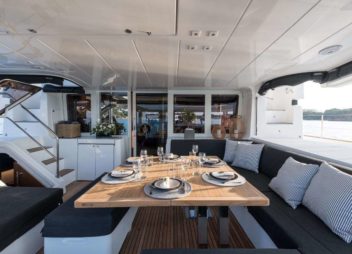 Nomad Lagoon 52 catamaran charter provides a contemporary and luxurious feel with stylish interior & outdoor furnishing - High Point Yachting