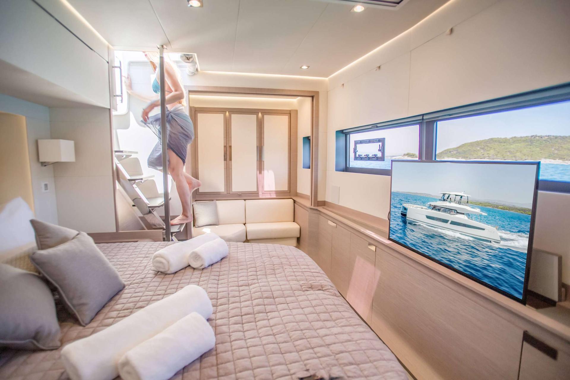 Master Cabin with TV Catamaran charter - High Point Yacthing
