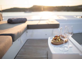 NOMAD II Lagoon 50 yacht charter for small families provides a warm and homely feel with modern design & a trampoline - High Point Yachting