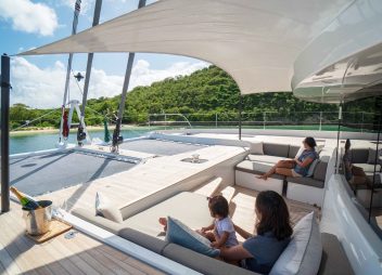 catamaran yacht charter Joy fore deck