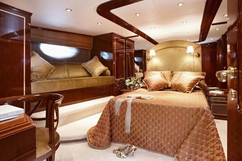 Iraklis L luxurious motorsailer classic wooden yacht charter in Greece cabin - High Point yachting