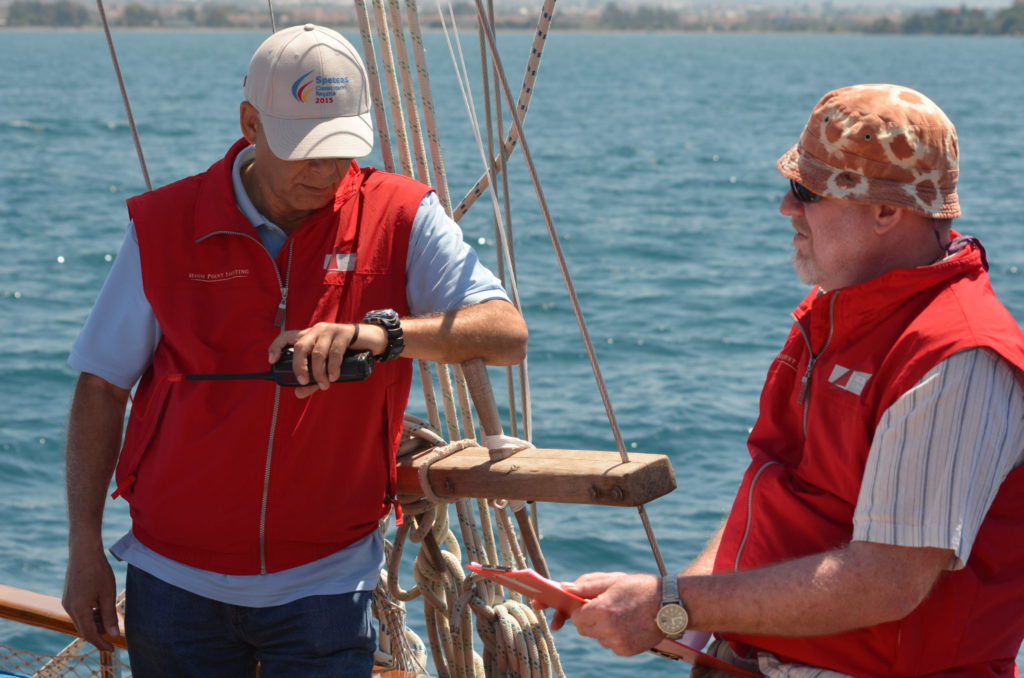 Engineering Challenge Cup ECC – support team referee Vasilis Kaskouras and Dave Henderson – High Point Yachting regatta