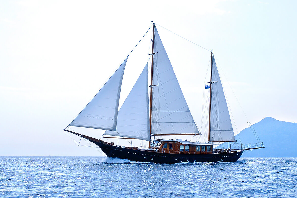 Liana H traditional Greek wooden motor sailer gulet charter with perfect level of comfort, luxury, safety and reliability - High Point Yachting