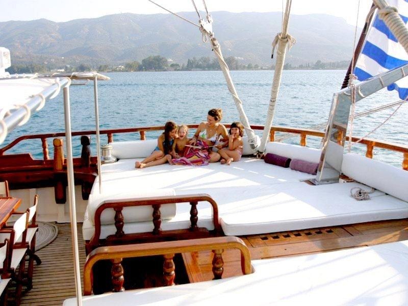 Matina Gulet Charter in Greece sunbathing area on board - High Point Yachting