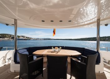 Motor yacht charter on Baby I dining