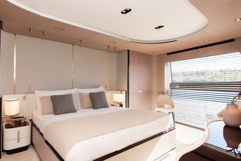 Dawo brand new 27m Azimut yacht charter in Croatia from UK & USA Comfortable master cabin - High Point Yachting