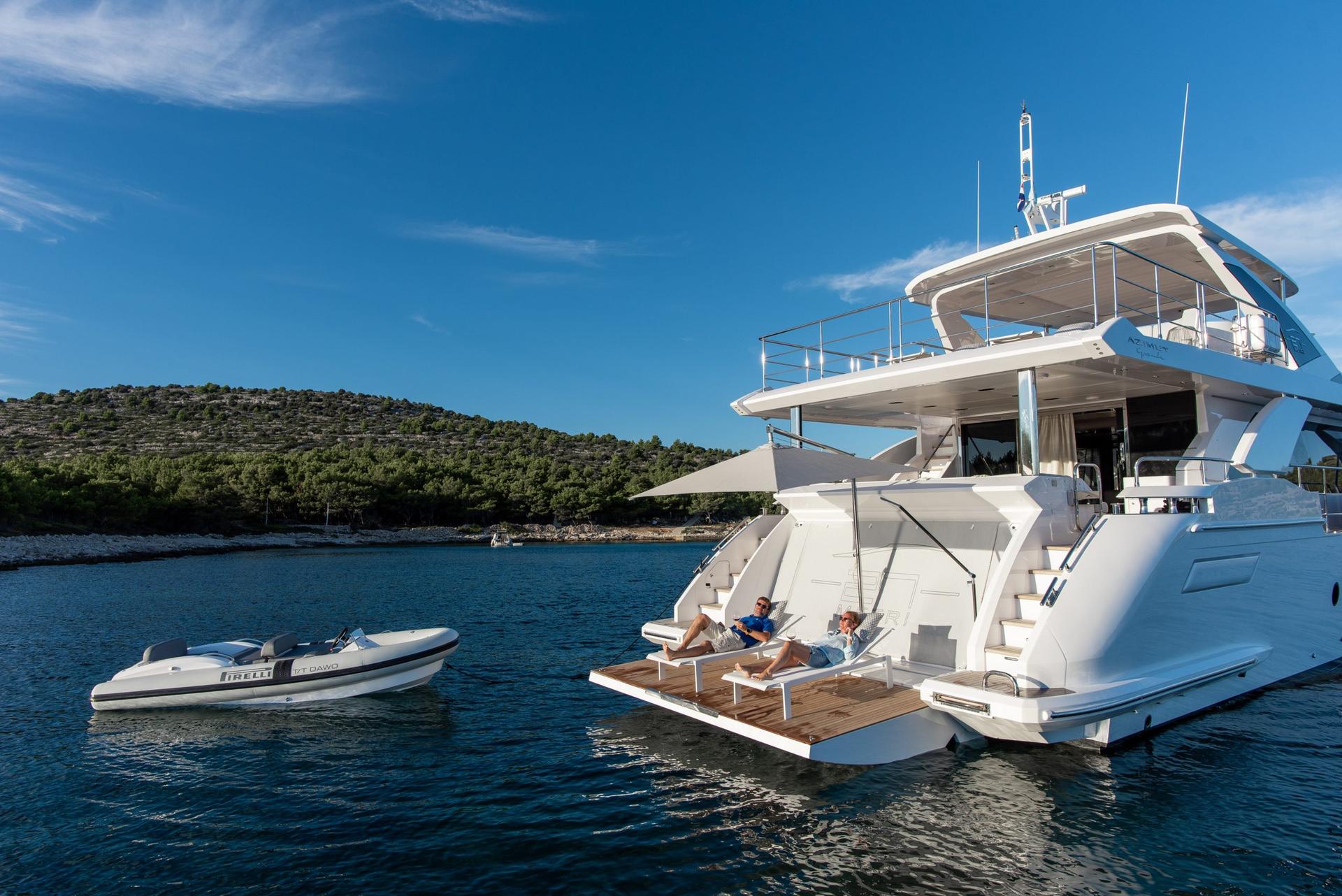 Dawo brand new 27m Azimut yacht charter in Croatia with TV Salon, High speed internet & beautiful ensuite cabins - High Point Yachting