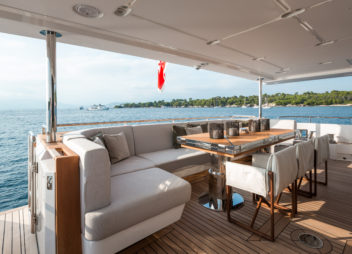 Heed motor super yacht sunbathing and relaxing area - High Point Yachting