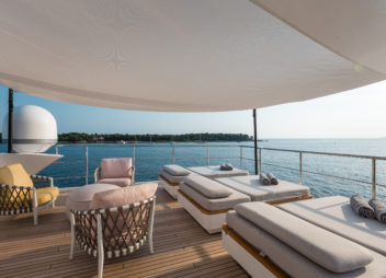 Heed motor super yacht sunbathing and relaxing area - High Point Yachting