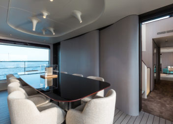 Heed motor super yacht charter relaxed luxury yacht luxury dining area & luch area for fine dining with waiter on board- High Point Yachting