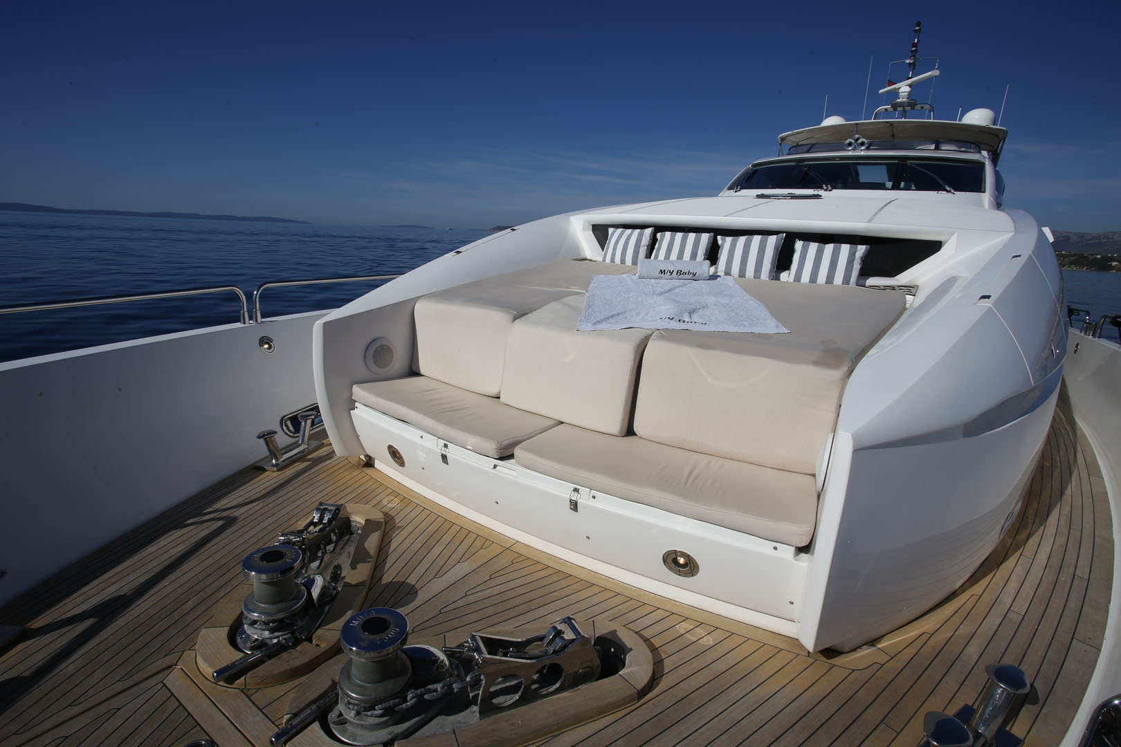 luxury motor yacht charter baby I sun deck