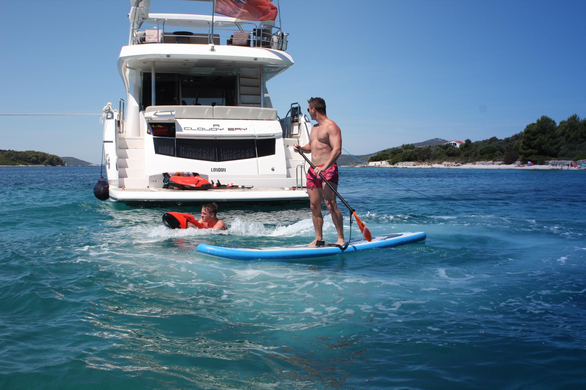 Dawo brand new 27m Azimut yacht charter in Croatia from UK & USA Water toys on board Paddleboard - High Point Yachting