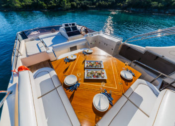 Secret Life Crewed Charter for high-speed travel outdoor front deck - High Point Yachting