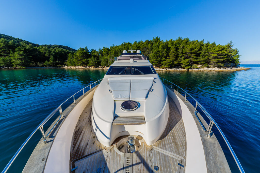 Secret Life Crewed Charter for high-speed travel outdoor front deck - High Point Yachting