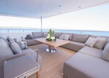 Sunseeker Aqua Libra super yacht charter luxury outdoor sunbathing area - High Point Yachting