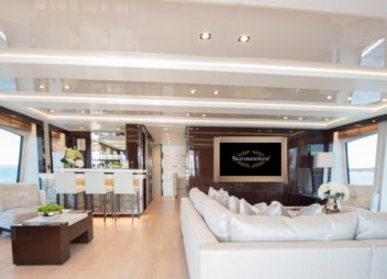Sunseeker Aqua Libra super yacht charter luxury indoor cabin with bed - High Point Yachting