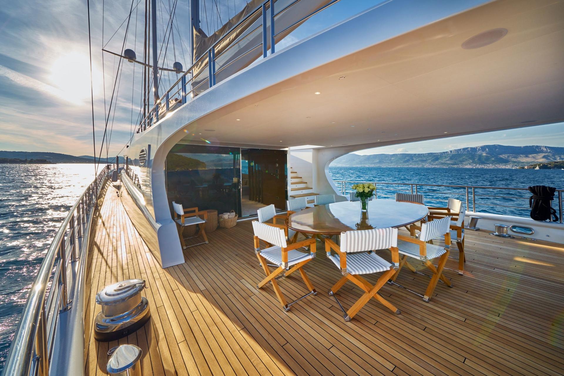 Luxury Yacht Acapella dining area