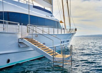 Luxury yacht Acapella side platfrom