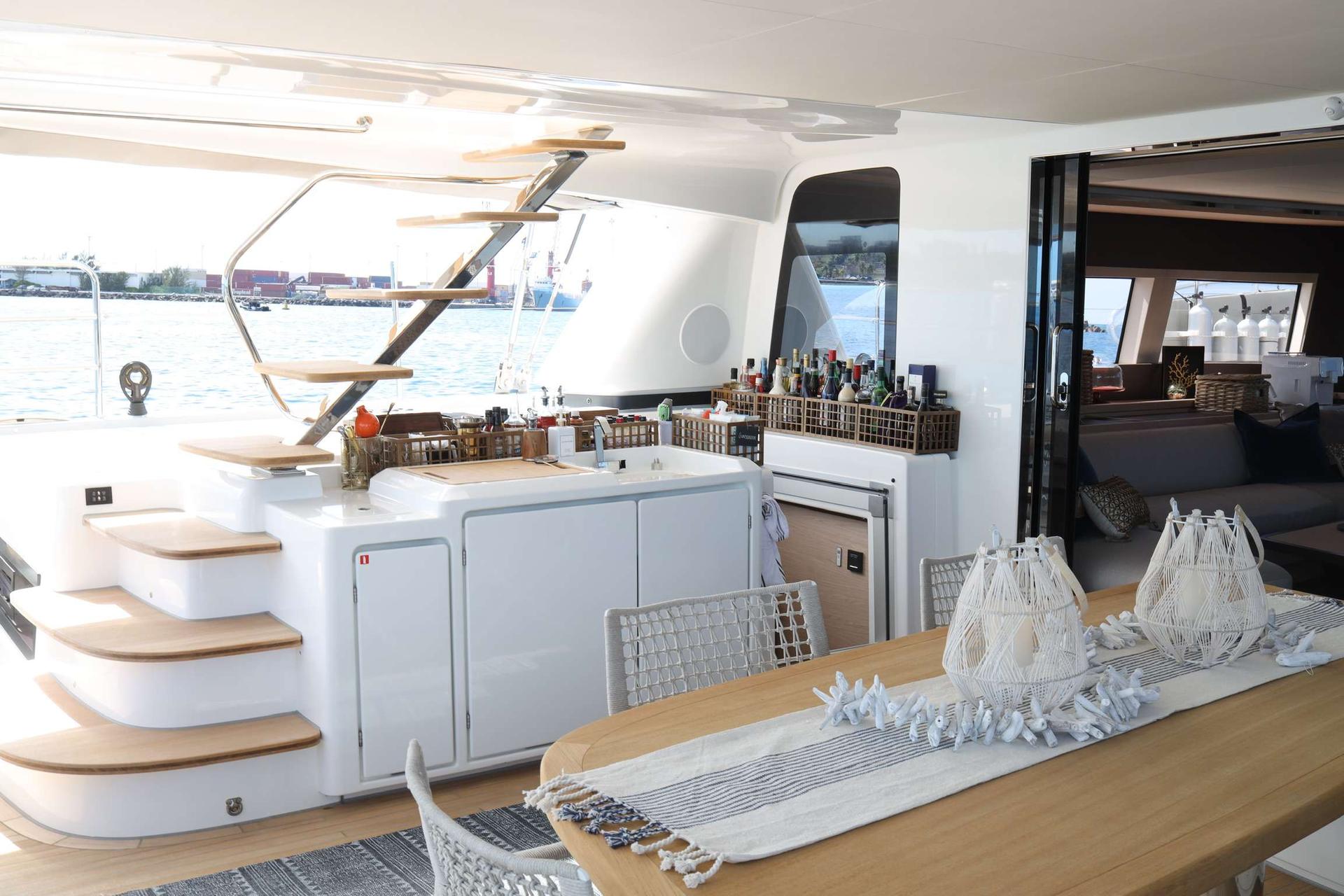 yacht charter catamaran Aeolus aft deck