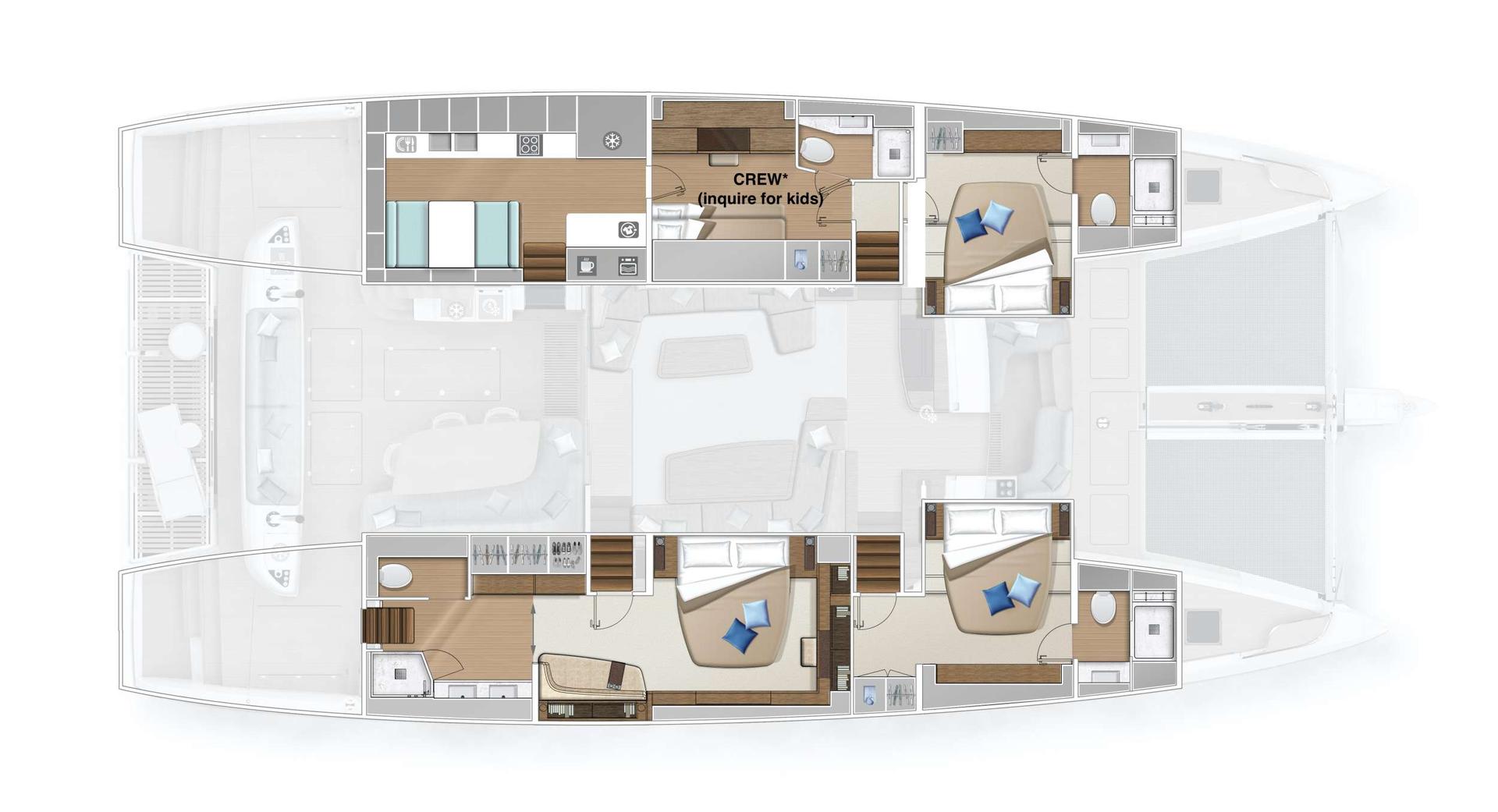 Aeolus sailing catamaran charter in Virgin Islands & Bahamas Deck Plan - High Point Yachting