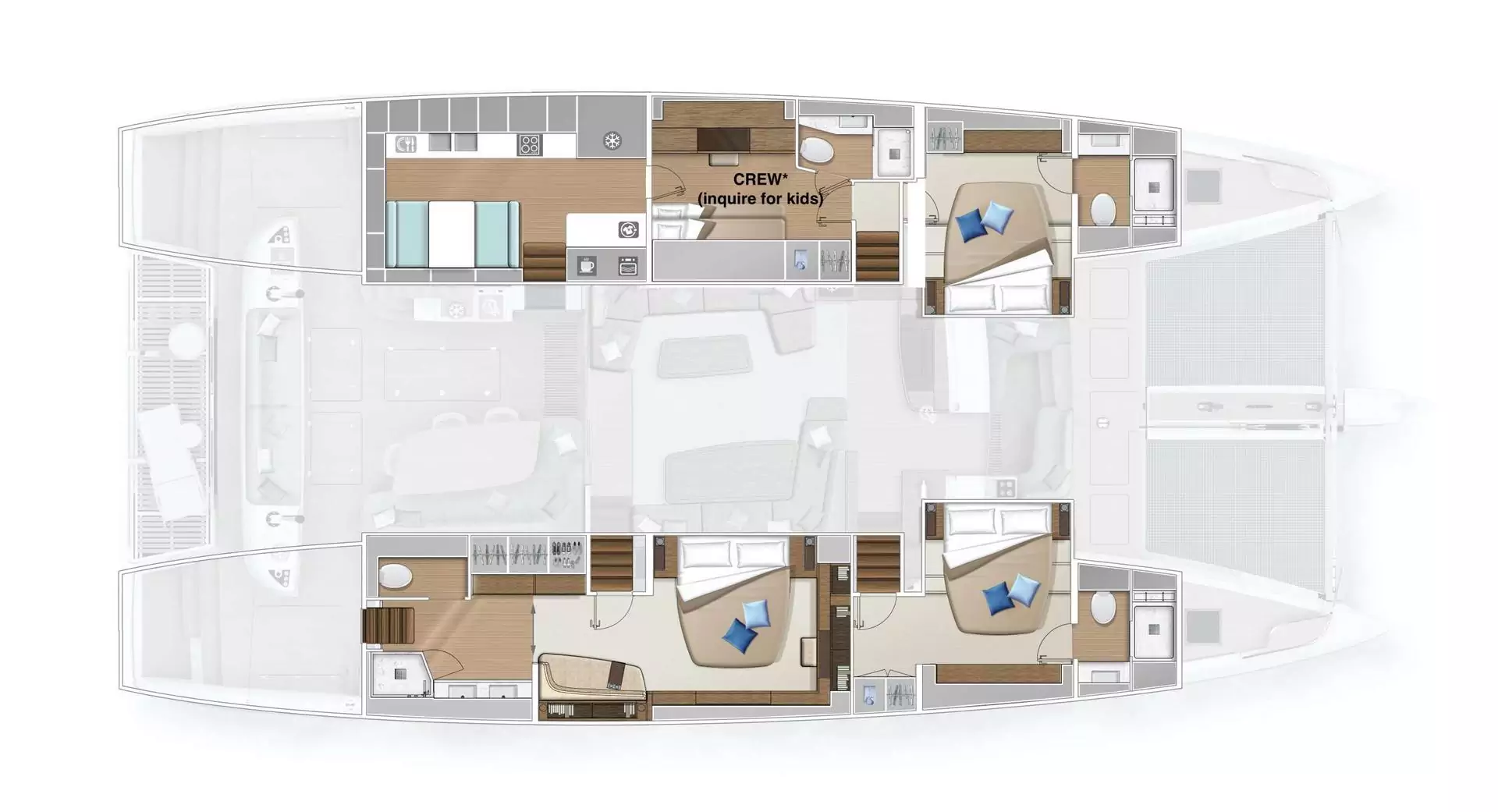 Aeolus sailing catamaran charter in Virgin Islands & Bahamas Deck Plan - High Point Yachting