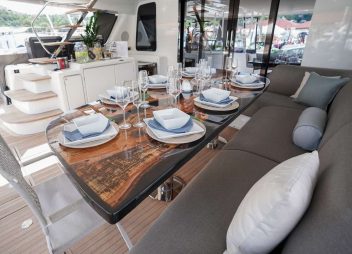 luxury yacht charter Justified Horizons dining