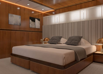 Life is good luxury master bedroom cabin - High Point Yachting