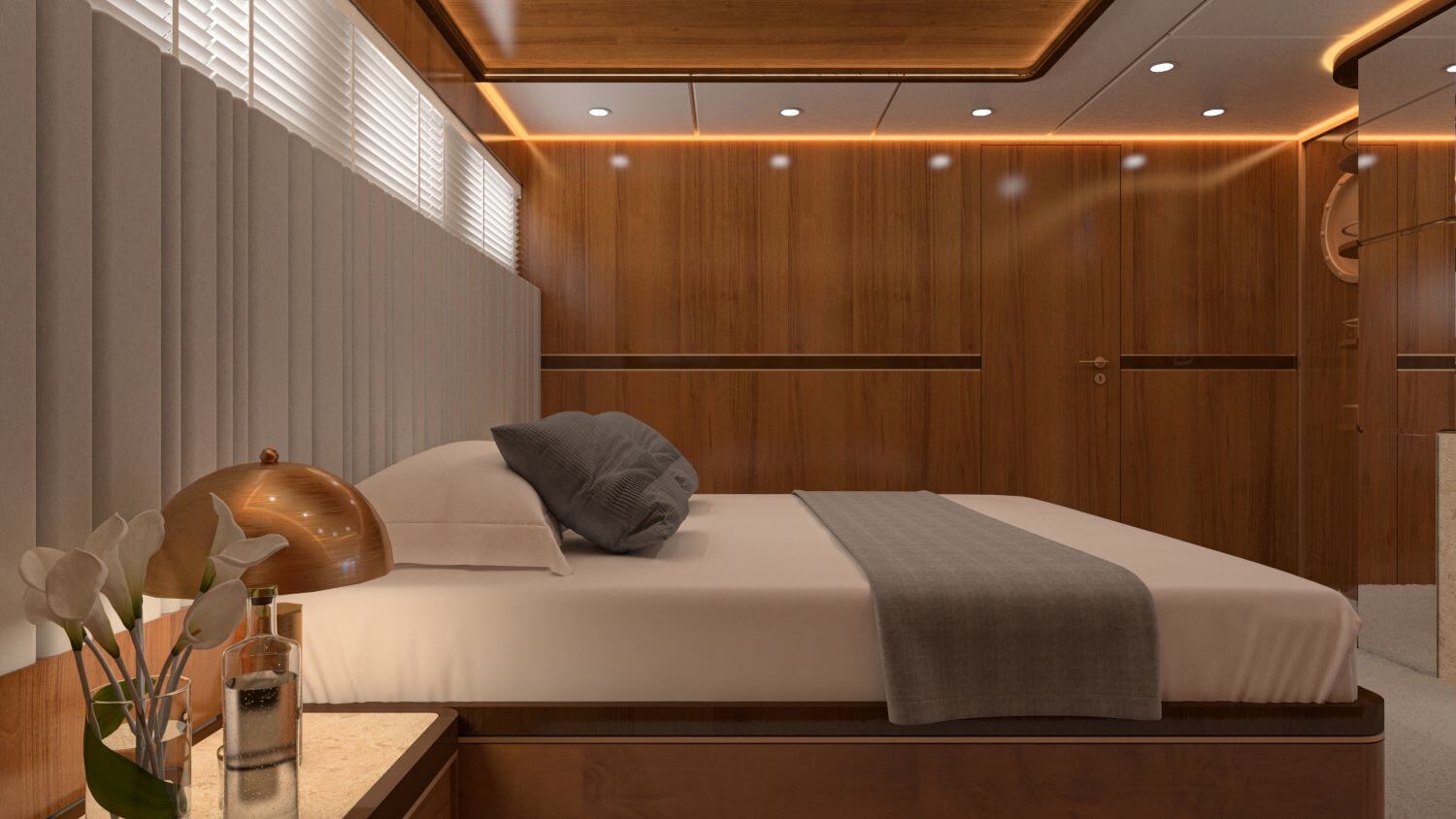 Life is good luxury master bedroom cabin - High Point Yachting