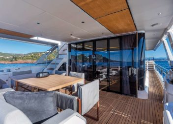 Charter Enigma in Italy, Sardina, Corsica & French a luxury modern yacht Living Room - High Point Yachting